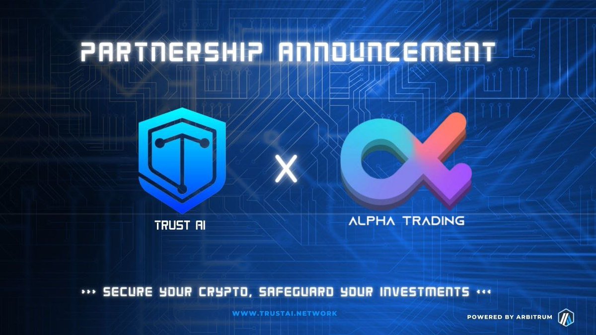 TrustAINetwork's tweet photo. 📢 We are pleased to partner with @alphatradecoin
🎁 Giveaway 10 IDO Whitelist
- Like + RT
- Follow @TrustAINetwork & @alphatradecoin
- Tag 3 Friends With Hastag #Arbitrum #TrustAI #TrustTracker $TRAI
- Send wallet on comment https://t.co/y7MI4NPJQX
