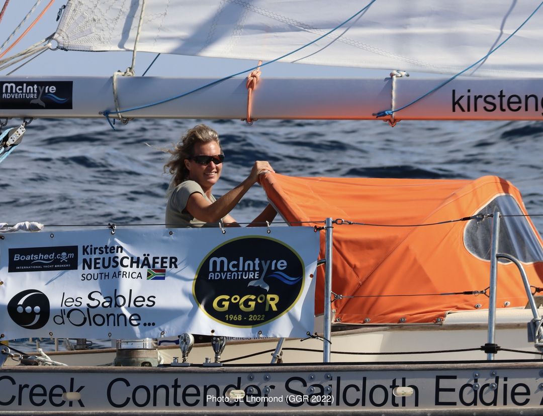 GoldenGlobeHQ's tweet photo. #GGR2022 Kirsten informed GGR at 2:21 French Time today: hey don. just read have to provide eta when within 100nm. now 100nm. eta. 15z tomorrow but who knows. k https://t.co/OcW3hUHThO