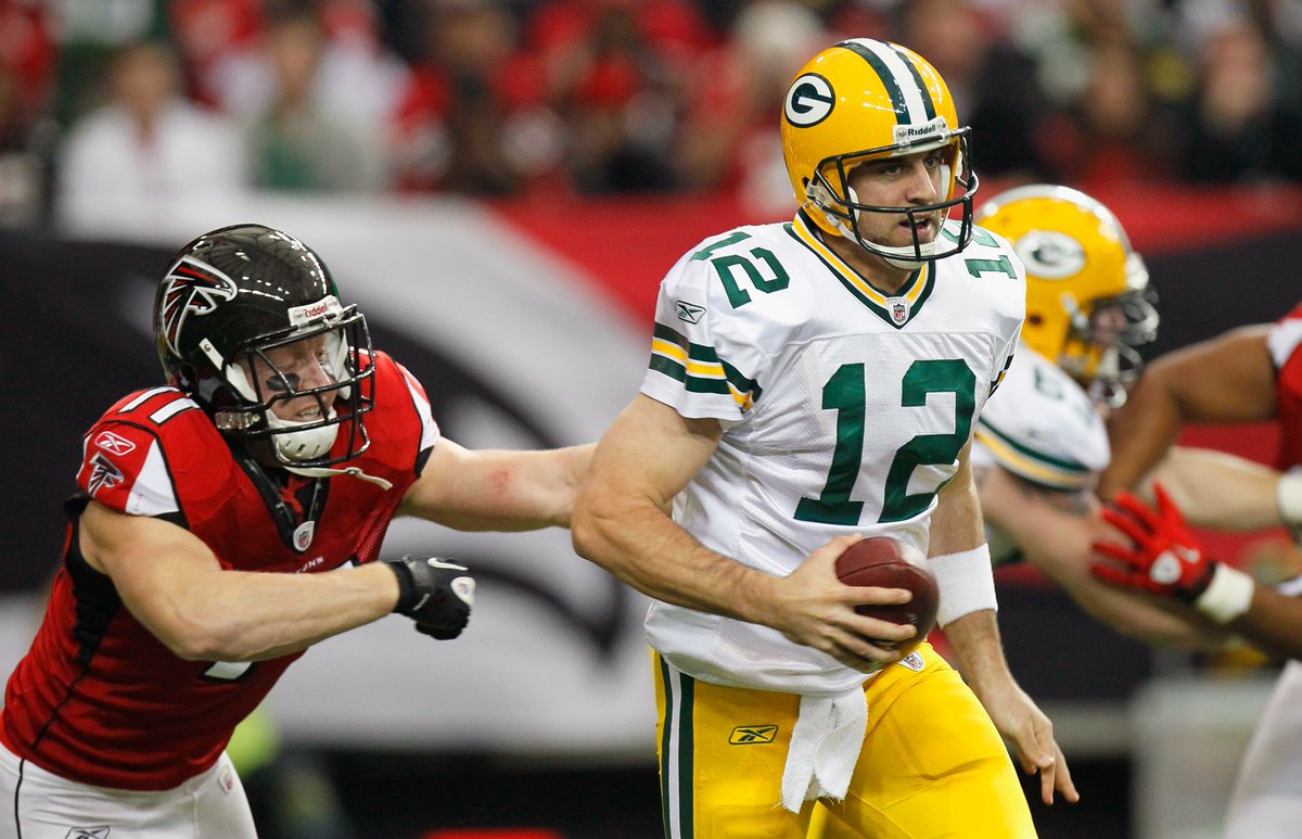 SwervinF1's tweet photo. We can debate where Aaron Rodgers ranks all-time among QBs.

However, it is indisputable that on January 15th 2011, Aaron Rodgers played the single greatest game by a QB in NFL History to beat the #1 seeded Atlanta Falcons. https://t.co/hdUbgUPUN7
