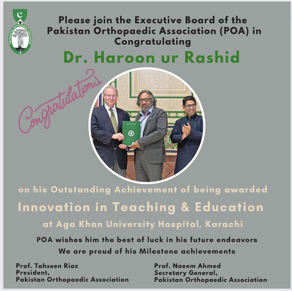 pakortho's tweet photo. Congratulations to Dr. Haroon ur Rashid
@pakortho
@otatrauma 
@AAOS1 
@APOAOrtho 
@SICOTortho https://t.co/zZtZQHqdMd