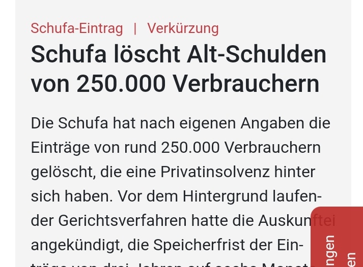 kryptomania84's tweet photo. "Vor dem Hintergrund laufender Gerichtsverfahren hatte die Auskunftei angekündigt, die Speicherfrist der Einträge von drei Jahren auf sechs Monate zu verkürzen."
https://t.co/NnNX3qDIrP
#schufa #eugh #Restschuld #fristen https://t.co/MIVFbxxaZs