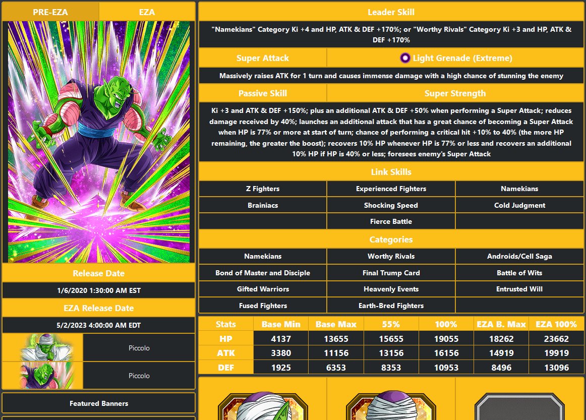 Slaybix on Twitter "PHY Piccolo EZA details https//t.co/BetNCX47vb" / Twitter