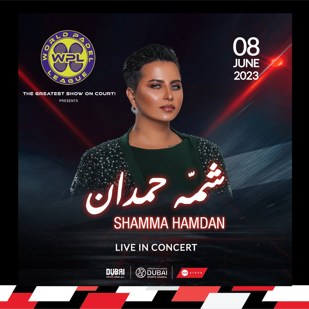Make sure you are at Coca-Cola Arena on 8 June as Shamma Hamdan takes to the stage with World Padel League! Listen to the Emirati star as she shows off her musical talents singing hit songs such as ‘Moajaba’, ‘Anadt Feek’ and ‘Abee Afham’. Click the link in our bio! 🎫
