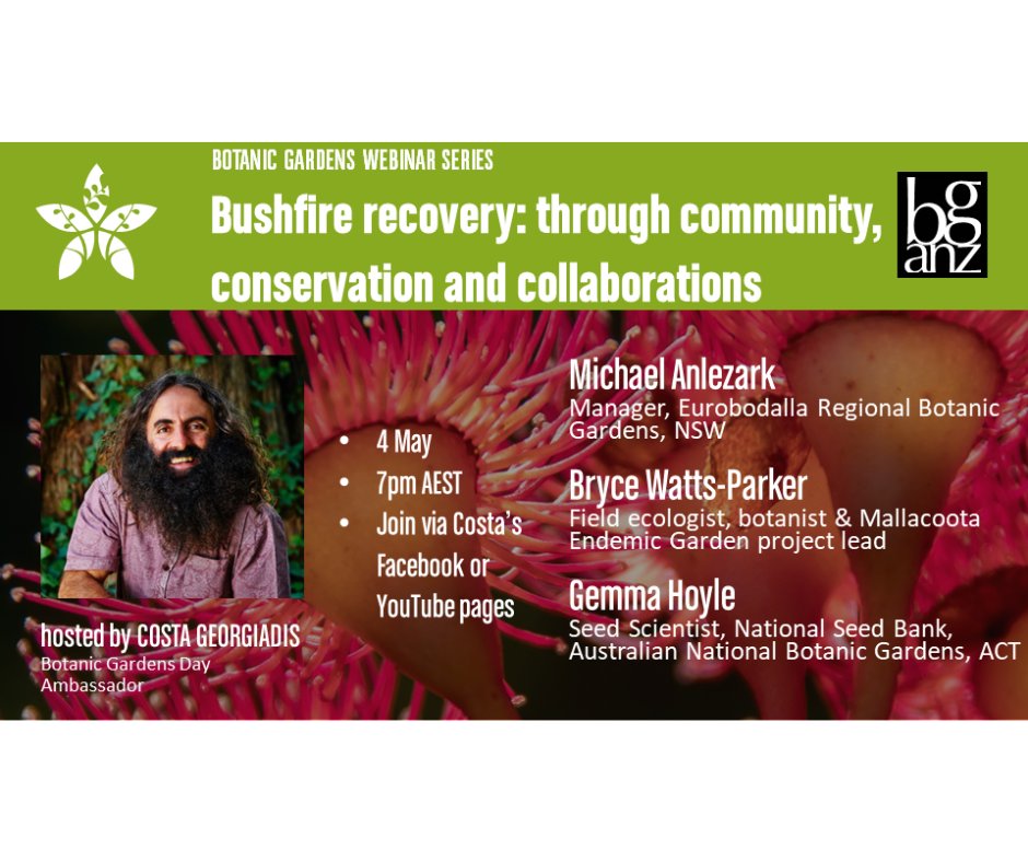 Join us for the first of the Botanic Gardens Day 2023 webinars, 'Bushfire recovery: through community, conservation and collaborations'.

conta.cc/41JieJV