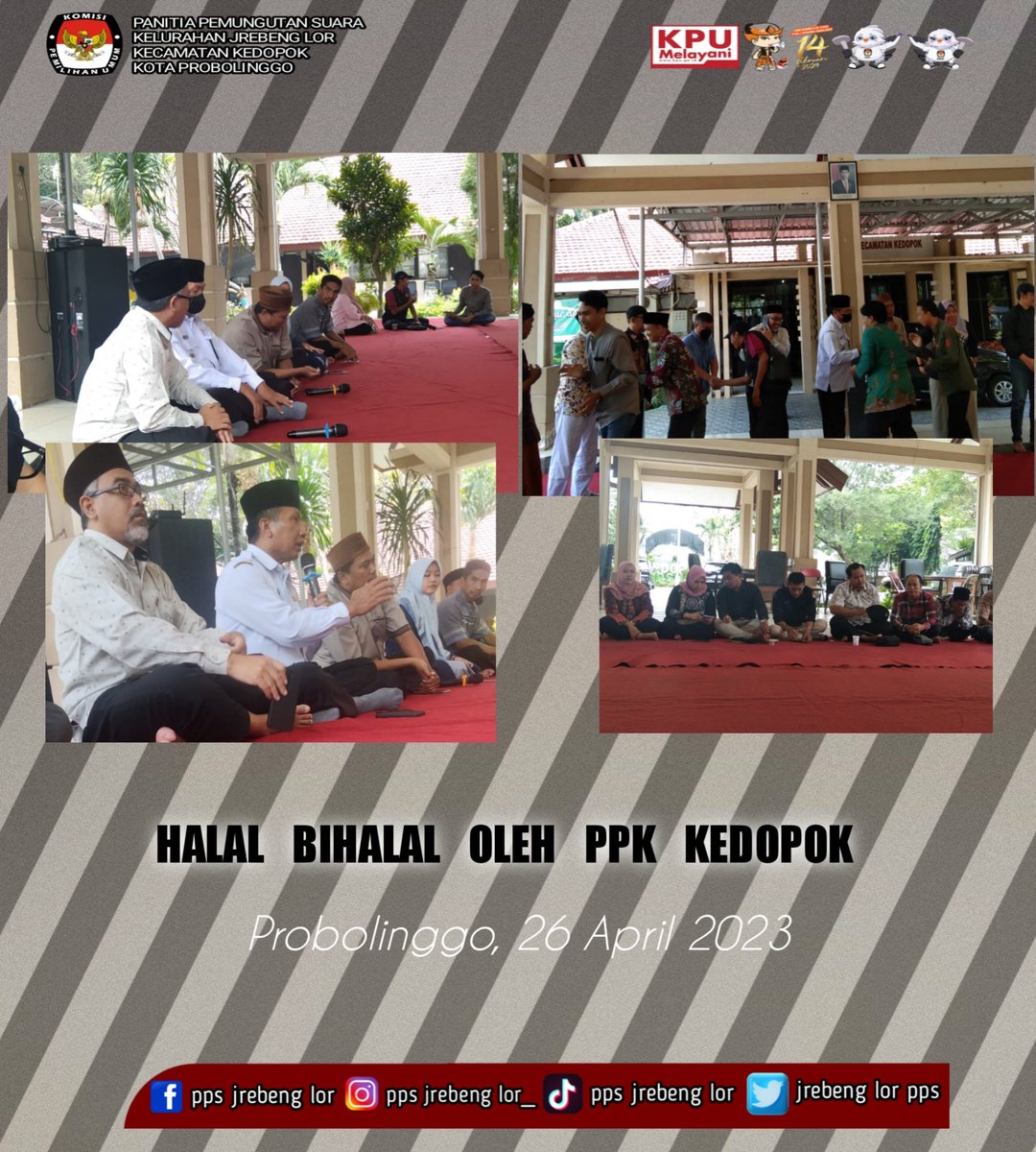 JrebenglorPps's tweet photo. #sahabatpemilih 

Di momen hari raya nan fitri ini badan Adhoc se Kecamatan Kedopok menghadiri halal bihalal yg diselenggarakan oleh PPK Kedopok. 

Selain menjadi momentum bermaaf-maafan juga dijadikan sebagai agenda koordinasi dan menyatukan tujuan serta persepsi kembali. https://t.co/mCuR6Ng3e0