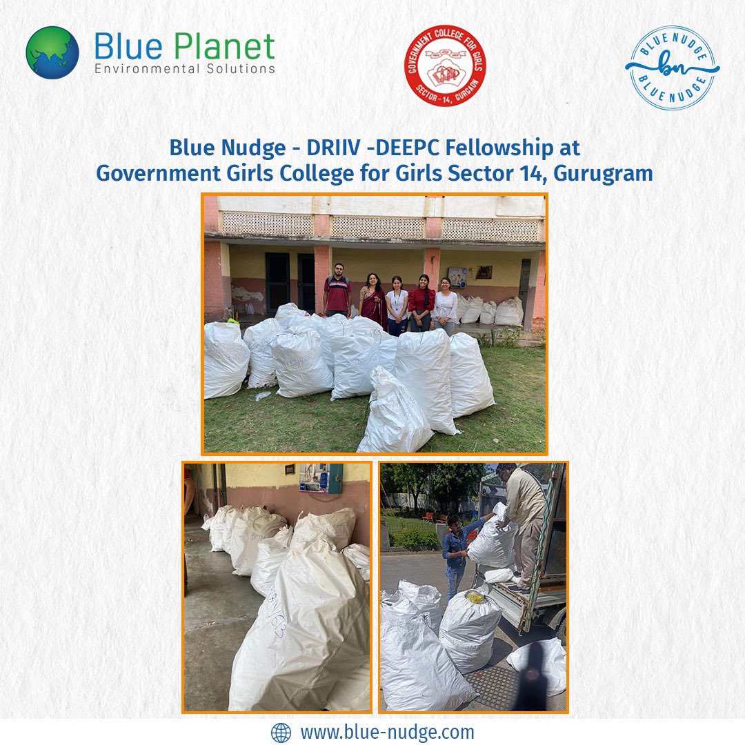 NudgeBlue's tweet photo. We are thrilled to announce that the first waste collection drive at Government College for Girls Sector 14, Gurugram was a great success! 🎉

#wastecollection #recycling #sustainability #BlueNudge #DRIIV #DEEPC #GovernmentCollegeforGirls #Gurugram https://t.co/yjELlFC1WX