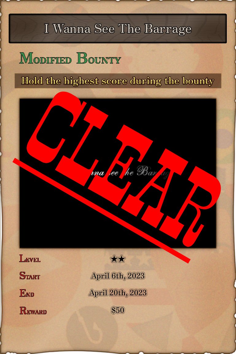 TOFRewarder's tweet photo. Bounty Clear!  

Congratulations to @Kiiview1 for winning $50 with a score of 3104! https://t.co/MVLAXNFlM8