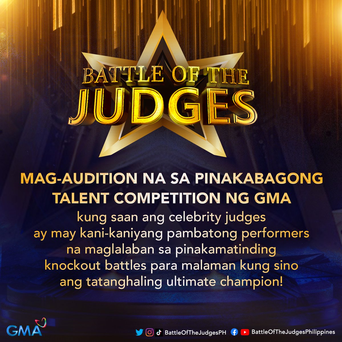 botjph's tweet photo. Mga Kapuso, here's more information on how you can join #BattleOfTheJudgesPH! 

Kayo na lang ang hinihintay namn, sali na sa world's ultimate talent competition! https://t.co/FdVxypHDnn