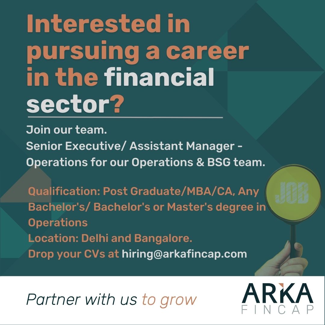 We’re hiring Senior Executive/Assistant Manager - Operations

To apply, email your CV to hiring@arkafincap.com

#hiring #operations #seniorexecutive #jobopening #arkafincap #msmeloans ##careeropportunity #jobvacancy #financeindustry #NBFCjobs #recruitment2023