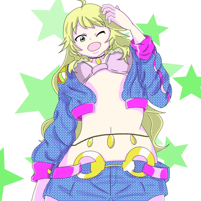 #アイマス  #アイドルマスター #星井美希 #デジタルイラスト #イラスト練習中 #イラスト企画アイマスキャラ描く企画シリーズ星井美希ちゃん!美希ちゃんの衣装の柄違うけど寄せてます()ノこれで756メンバー揃いましたデレマス等はやるかもしれないです 