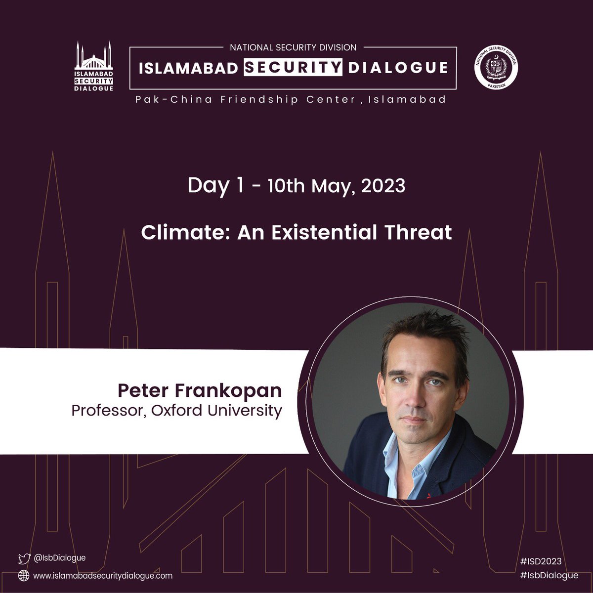 Peter Frankopan, Professor of Global History at @UniofOxford and the author of “The Earth Transformed” will be speaking on Climate Change at the 3rd Islamabad Security Dialogue @peterfrankopan 

#ISD2023 #IsbDialogue #ClimateChange #EarthTransformed