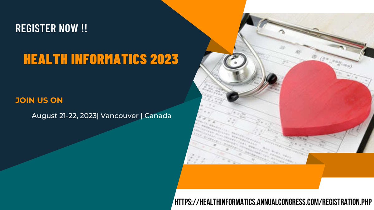 rubyjane789's tweet photo. We are very honour to welcome you all to attend the “Global #Health Informatics-2023” which is happening on August 21-22, 2023 in #Vancouver, #Canada.
Link : https://t.co/6s30BYHnG1
Contact : healthinformatics@americameetings.com https://t.co/dA00fBM4Lb