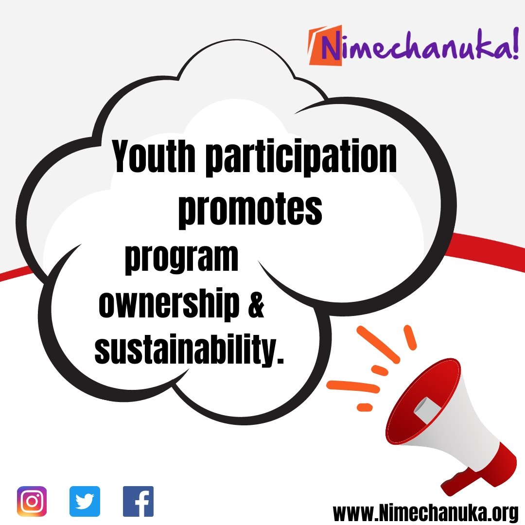 Nimechanuka's tweet image. Youth participaton promotes program ownership ad sustainability. Allow the youths to participate.#YouthProgramming #YouthEngagement #YouthCenteredProgramming #Nimechanuka