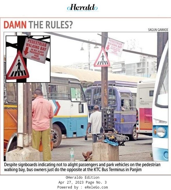 oheraldogoa's tweet image. DAMN THE #RULES? | Despite #signboards indicating not to alight #passengers and park vehicles on the pedestrian walking bay, #bus owners just do the opposite at the #KTC Bus Terminus in #Panjim

#Goa #News