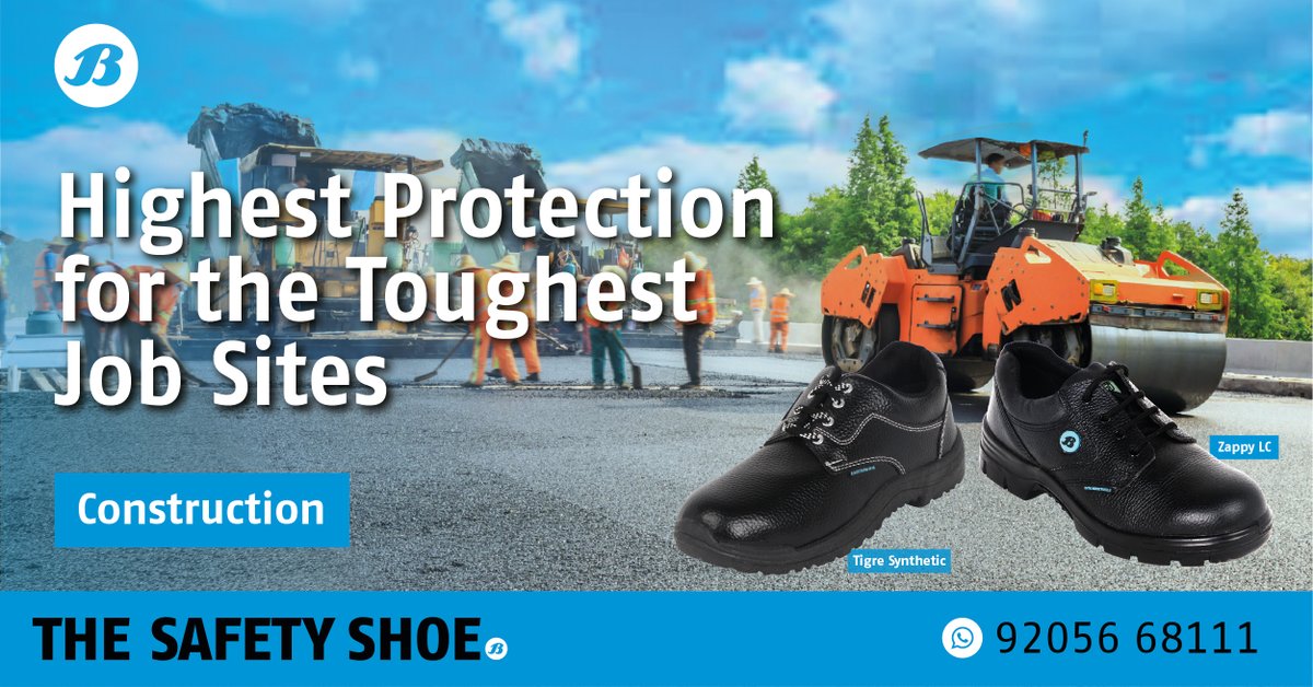 Our new range of #SafetyShoes deliver the highest protection as required in the tough environment of #constructionsites. With our range of safety shoes, climb heights, lift weights and walk effortlessly. 
Make the move today. Shift to Bata Industrials.
 +91-9205668111