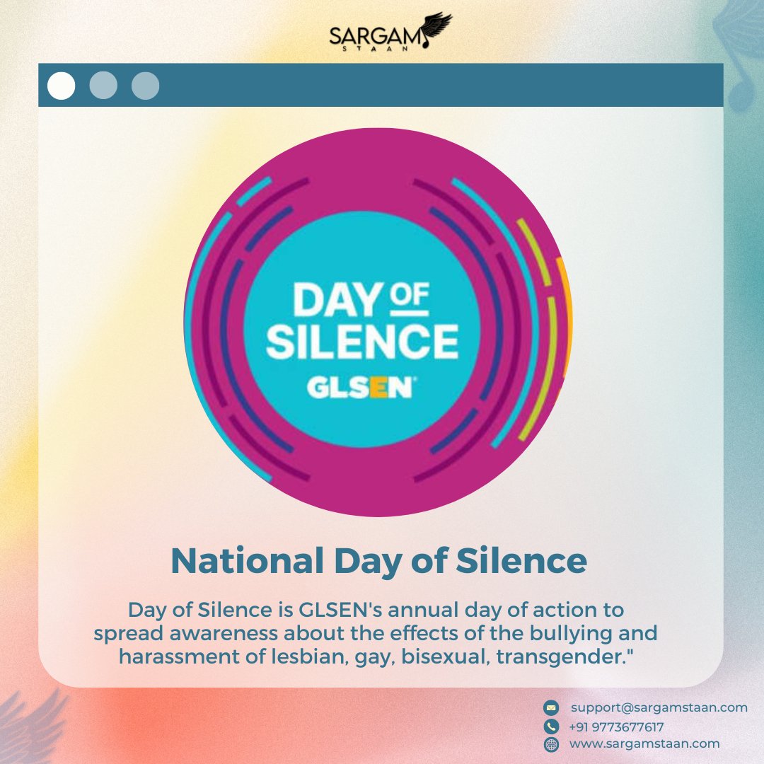 The GLSEN Day of Silence !
@SargamStaan 
.
.
.

.
.

#sargamstaan #musician #musicband #marketing #marketingdigital #socialmedia #DigitalMarketing #music #musician #musiclover #contentmarketing #knowledge #InfluencerMarketing #nationaldayofsilence