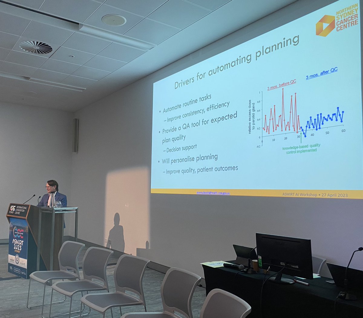 shepmee's tweet photo. A/Prof Jeremy Booth and Dr Christina Malamateniou kicking off the second half of the AI workshop @ASMIRTorg #ASMIRT2023 https://t.co/n5QduZh9BO