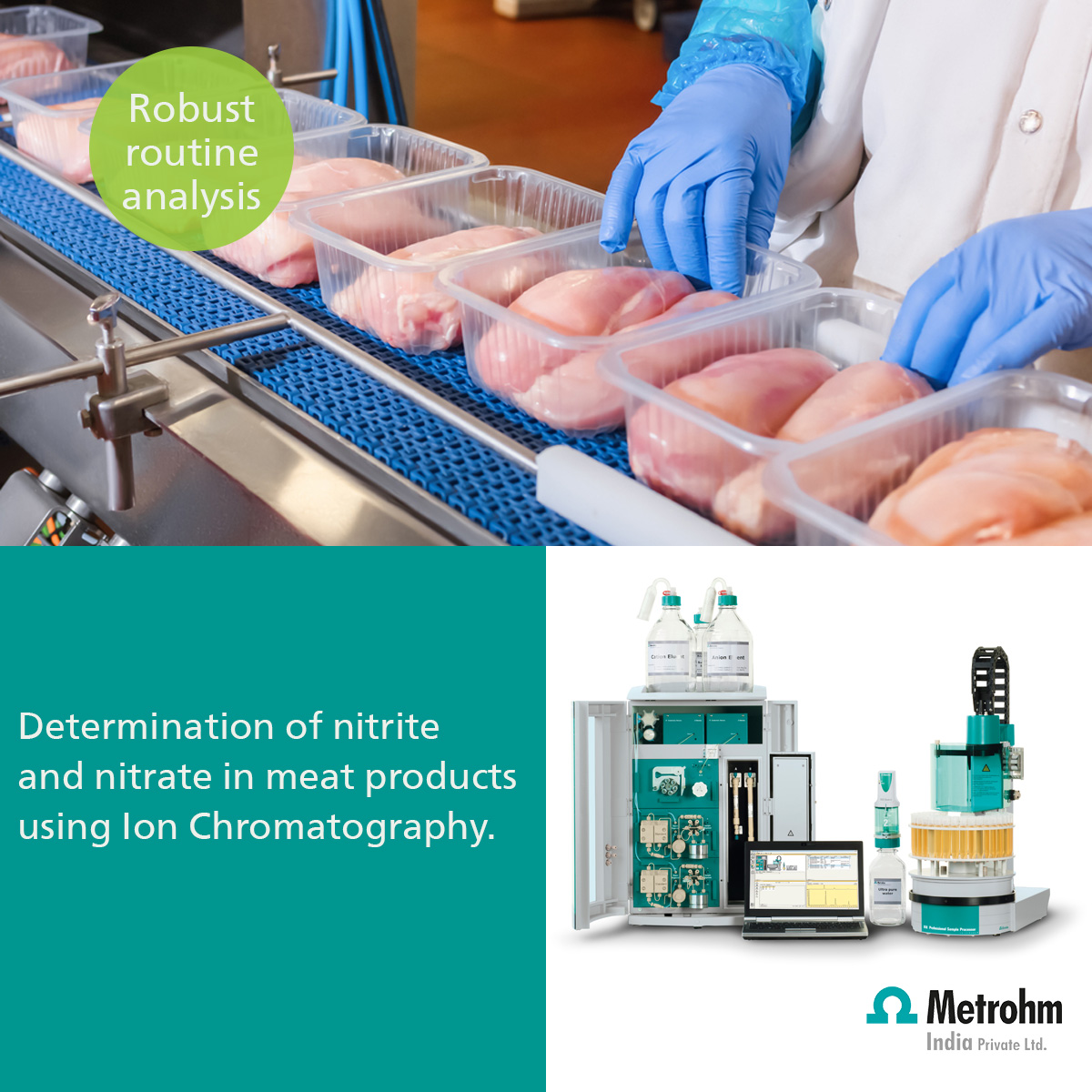 Metrohm_India's tweet image. Determination of Nitrite and nitrate in meat products.

Read our application note to learn more: fal.cn/3xKTw

#metrohm #metrohmIndia #MeatAnalysis #Testing #QualityTesting #Food #MetrohmIndia #IonChromatography #IC