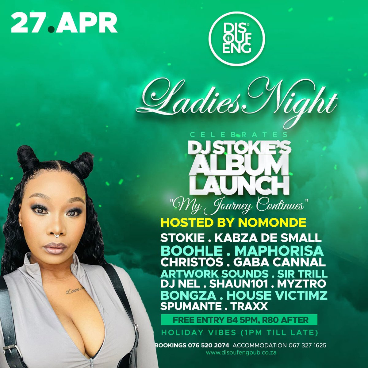 Nomonde_Radebe's tweet photo. Today we launching @djstokiesa ALBUM @DISOUFENG_PUB join for one hell of a line up… 🔥🔥🔥🔥#IAmYourHost 🎵🎶 https://t.co/cP7YnruUiI