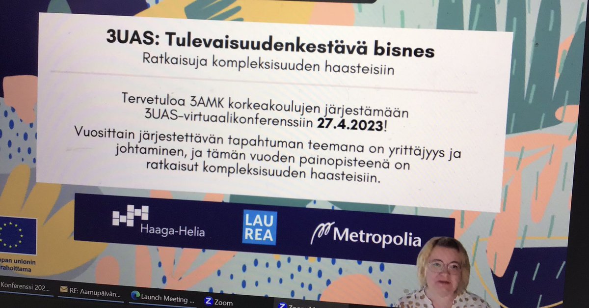 HELKUU's tweet photo. Juuri alkamassa todella mielenkiintoinen virtuaalikonferenssi!
Yli 200 osallistujaa mukana.@metropolia @laureauas @HAAGAHELIAamk #3UAS https://t.co/wTa2yyFnF6