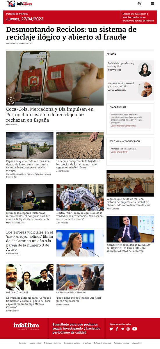 _infoLibre's tweet photo. ¡Buenos días 🐙! Estos son los temas que llevamos en nuestra portada de hoy en https://t.co/hqLtKjmF1T https://t.co/q375Hlsbw2