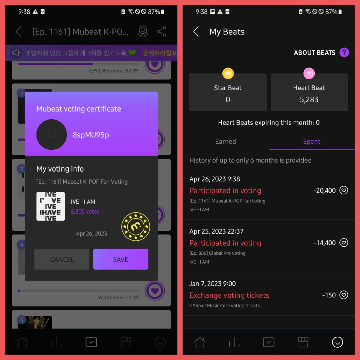 50,000 Beats~ Voted FOR IVE at MUBANK and MUCORE😊

Thank You So much <a href="/soshiive/">elle 💘 | SAW IVE AT KCON LA</a>  for Trusting our team😊

#MUBEATVENUE_PROOFS