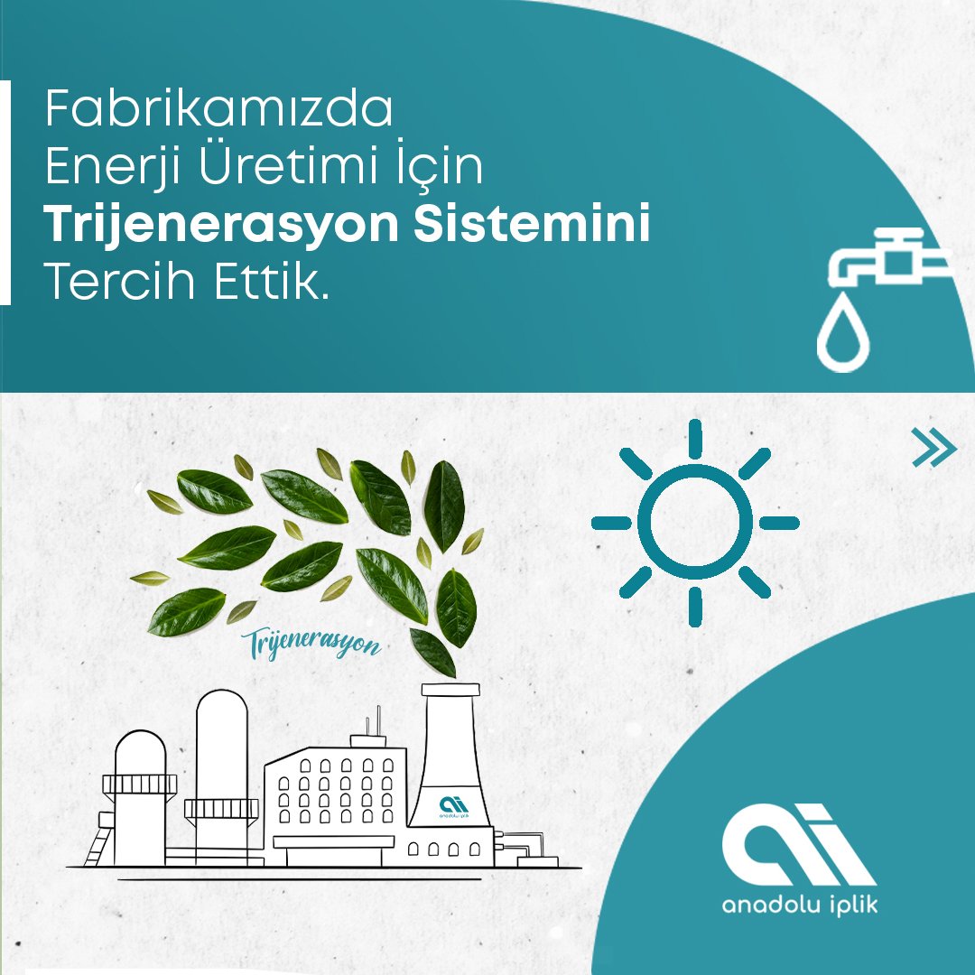 Anadoluiplik's tweet photo. As Anadolu İplik, for a sustainable world;
-We preferred the Trigeneration System for energy production in our factory
-Fabrikamızda enerji üretimi için Trijenerasyon Sistemini tercih ettik
#sürdürülebilirlik #Sustainability #trigeneration https://t.co/QS6tPlGfwr
