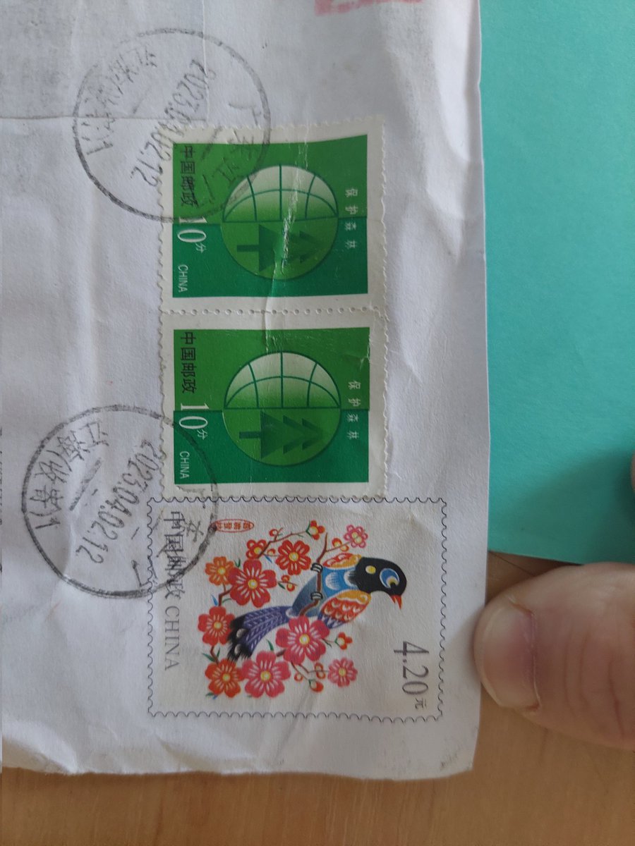 restyki's tweet photo. I received first postcard from China 
I very happy
Thanks LaoHuli behind beautiful postcard and stamps) https://t.co/BZWslUtCCZ