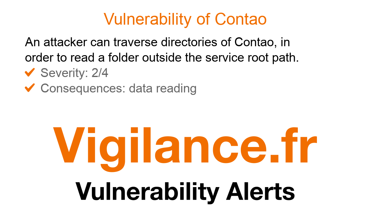 vigilance_en's tweet image. Vigilance.fr #Vulnerability of #Contao: directory traversal. #ITsecurity Details at vigilance.fr/vulnerability/…