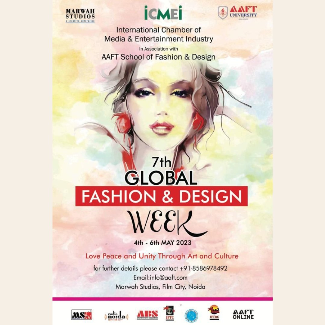 aaftuniversity's tweet photo. Get ready for the most exciting fashion event of the year! The 7th Global Fashion and Design Week is happening on May 4th-6th 2023, and you don't want to miss it. Join us as we showcase the latest trends in fashion and design.
#AAFTUniversity #fashionweek #icmei #fashionshow https://t.co/qmQON5jX7s