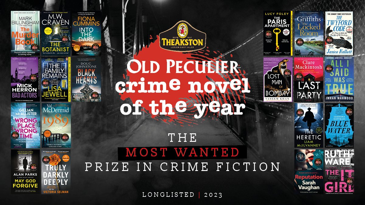 It's finally here! We've just revealed the longlist for the most coveted prize in crime fiction - the Theakston Old Peculier Crime Novel of the Year Award!

Congratulations to all our longlisted authors! More here 👉bit.ly/TOPLonglist23

#TheakstonAward #TheakstonsCrime