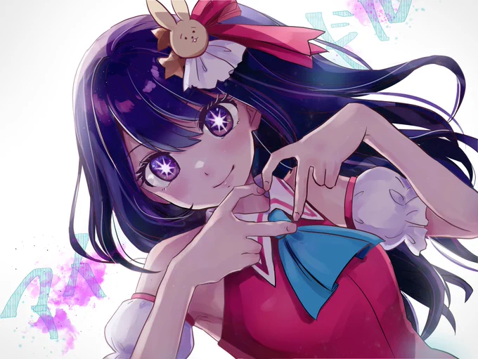 YOASOBIのアイドル、PVが好きすぎて0.5倍速で舐めるように見てるしスクショでフォルダ埋まった。どこ切り取っても輝いてるからな。衝動で久しぶりにイラスト書いた。#星野アイ #推しの子 