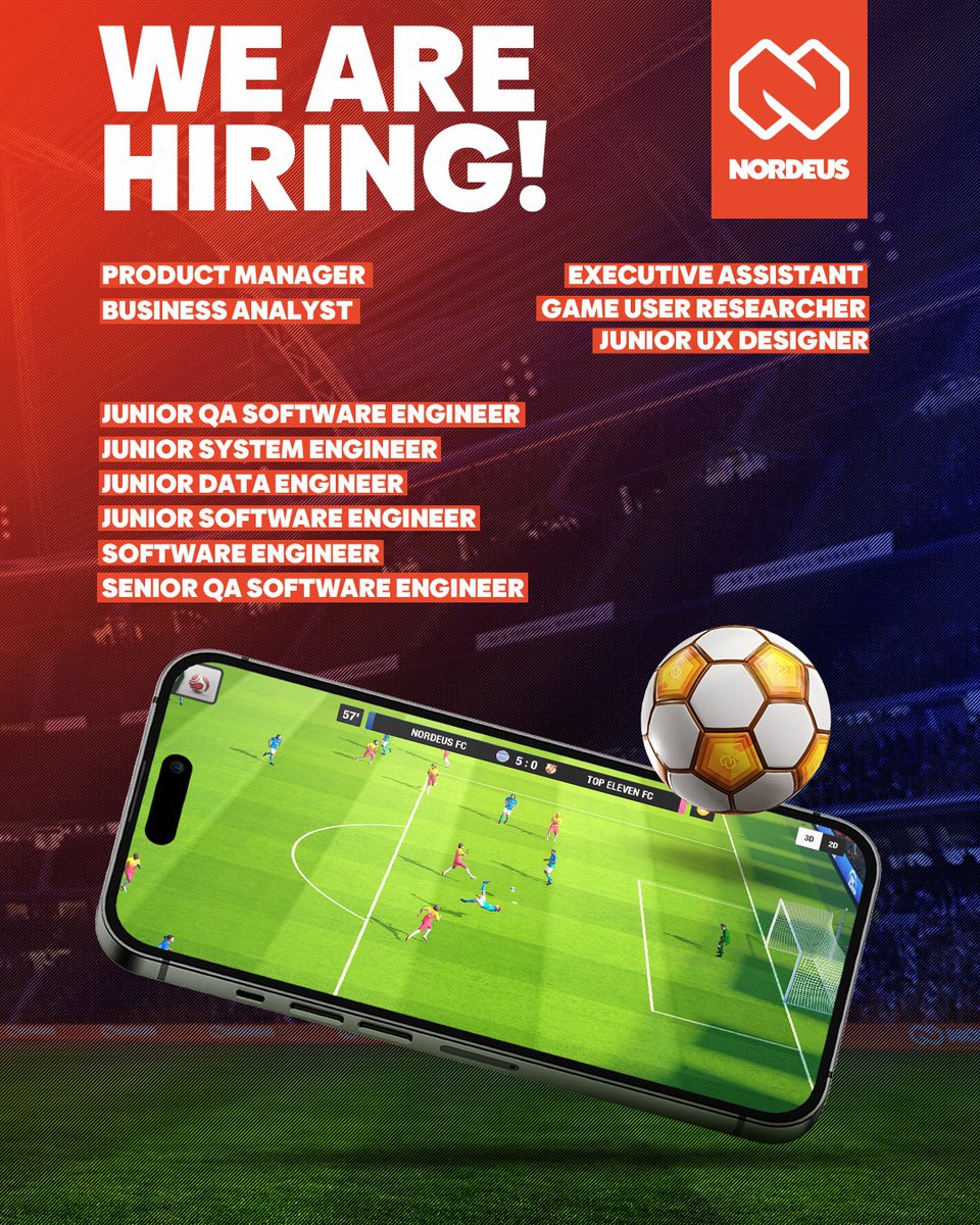 Want to create the future of mobile sports games? ⚽📲

Then take a look at the open positions and join us: nordeus.com/careers/