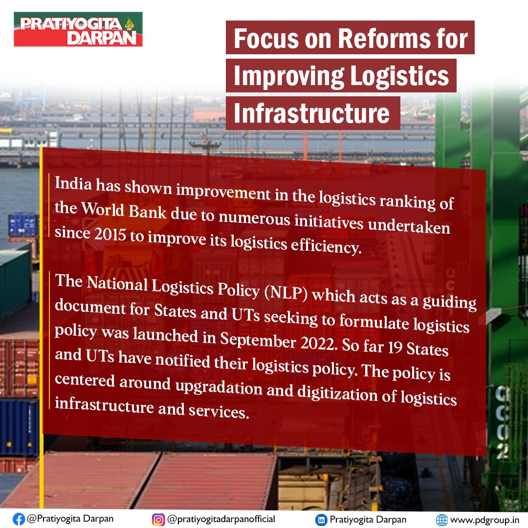 pdarpan's tweet image. As per the #LPI 2023, Singapore, Finland followed by Germany are the top 3 most efficient and highest-ranked countries in the list.
India is ranked 38 out of 139 countries.
#WorldBank
#LogisticsPerformanceIndex #PratiyogitaDarpan #CurrentAffairs #IAS #UPSC #UPSCAspirants