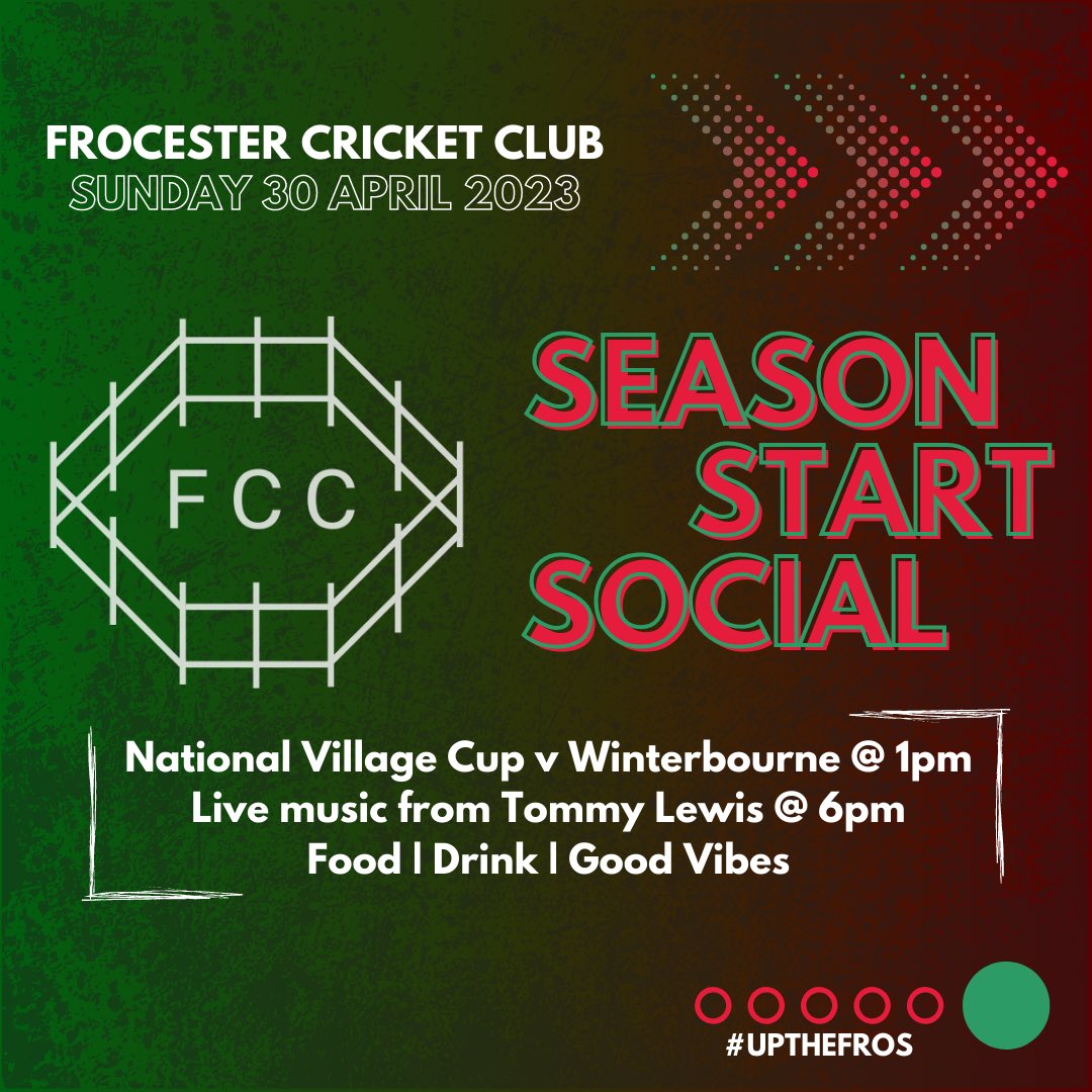 FrocesterCC's tweet photo. Here are your teams for this weekend. 

Three games, a social and it’s bank holiday 😎 ☀️

#UpTheFros 

@GoatacreCC @WestburyOSCC @WbourneCC https://t.co/eQfRCUql2Y