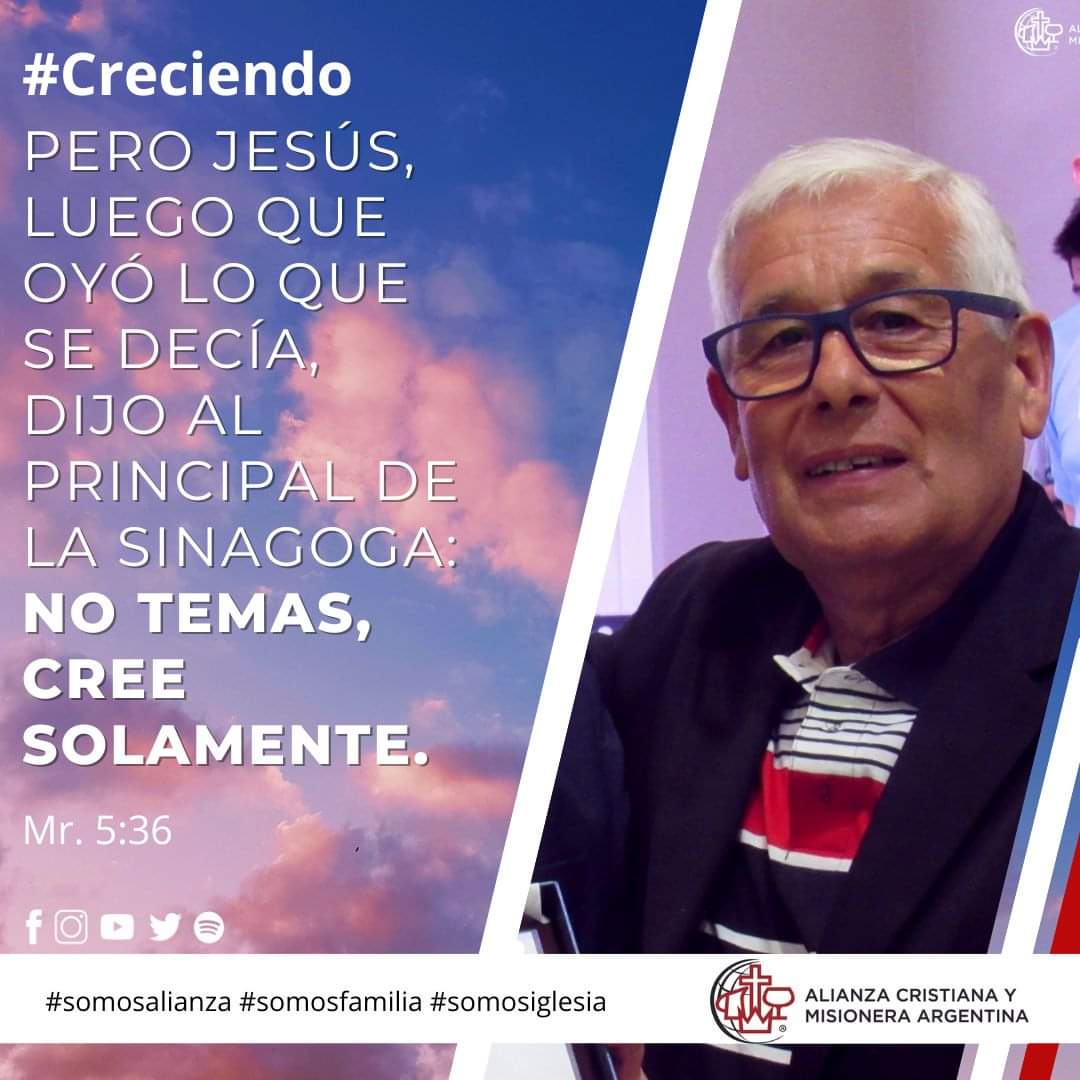 ACyMArg's tweet photo. Buen día, 

Jairo había recibido la noticia de que su hija de doce años había muerte y ante semejante situación, el Señor le dice que no tuviera temor, que creyera. Hay momentos de la vida que nos llevan a puntos límite donde las emociones y los pensamientos chocan. https://t.co/z9HFuvUmBw