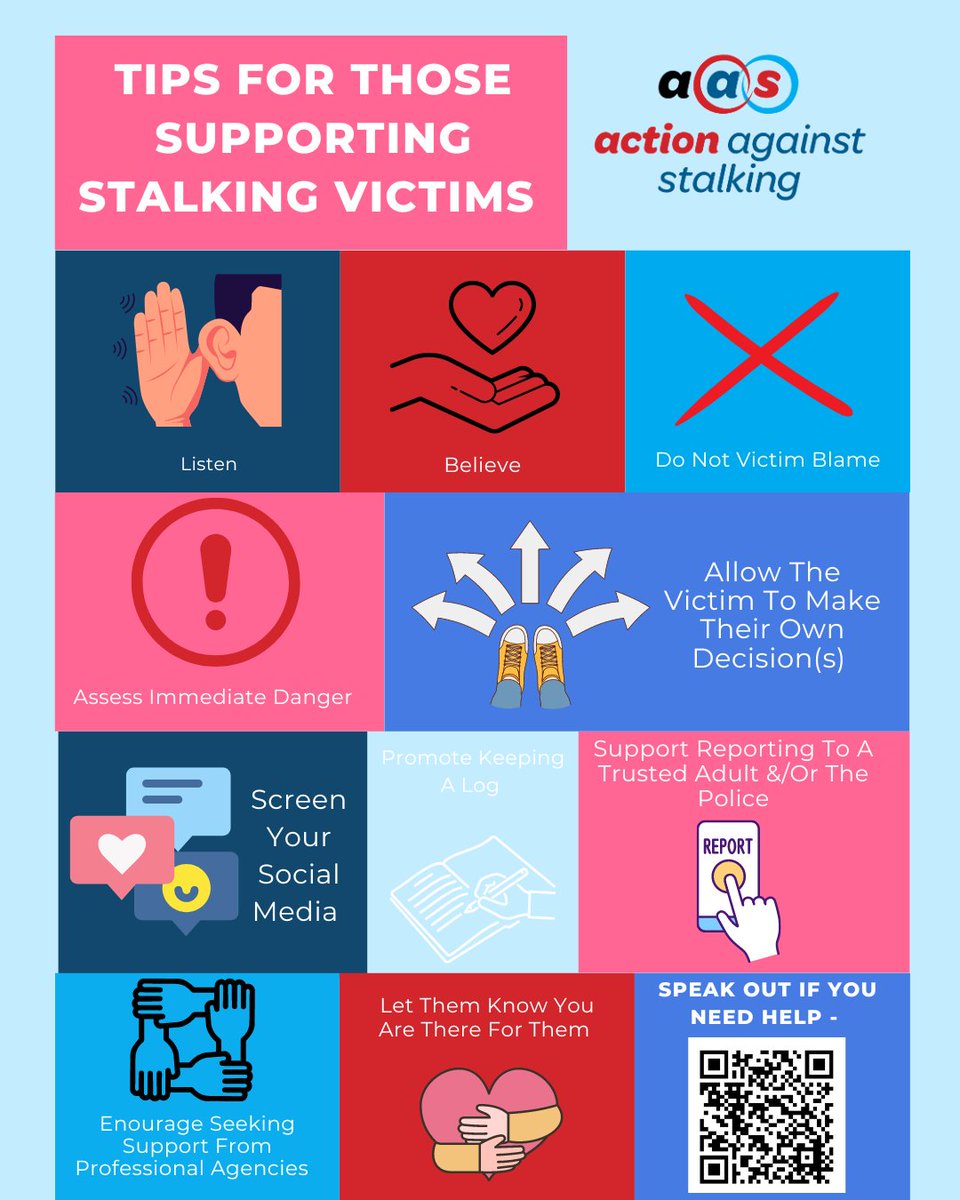 Stalking awareness can also help teach those around us how to identify and monitor their actions to prevent stalkers from accessing any information that should be private. 

#NSAW2023 #SpeakOutAgainstStalking #StandingAgainstStalking