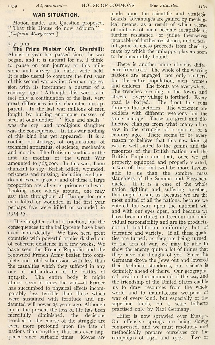UKParlArchives's tweet photo. Today's A-Z of Archives is H for Hansard, the record of parliamentary debates. This speech is by Churchill from 1940 during the Battle of Britain. It includes one of Churchill's famous quotes, ‘Never in the field of human conflict was so much owed by so many to so few’. #TowerA-Z https://t.co/uYXzglg1cu