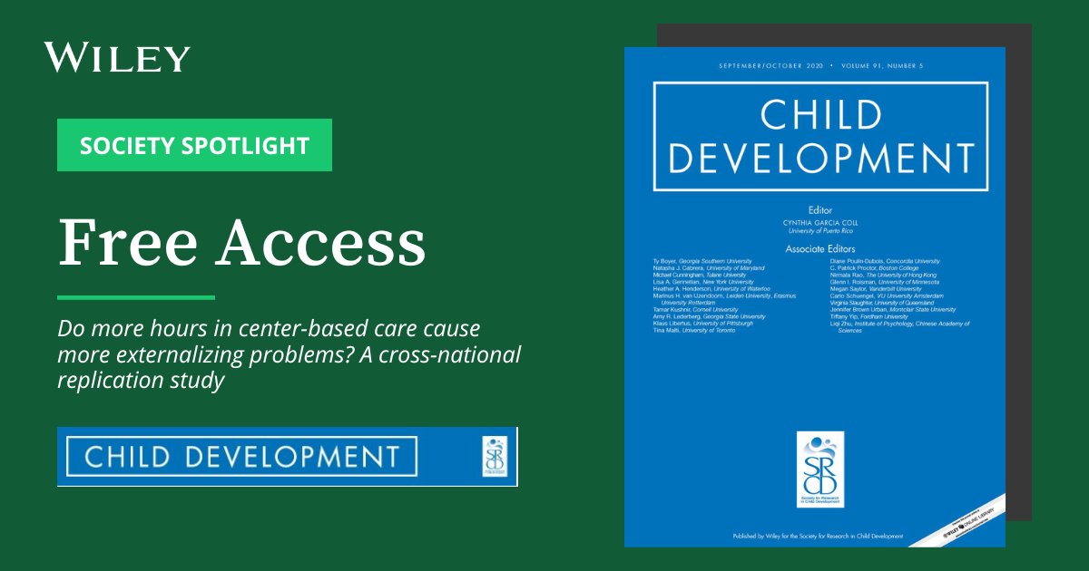 Wiley Psychology (@wileypsychology) on Twitter photo #SocietSpotlight - Does center-based care cause behavior problems in children? πΆπ§
A meta-analysis of 7 studies across multiple countries found NO association between hours in center-based care and externalizing problems.
π ow.ly/j73I50NVgc6
<a href="/SRCDtweets/">Society for Research in Child Development</a> #SocietSpotlight - Does center-based care cause behavior problems in children? πΆπ§
A meta-analysis of 7 studies across multiple countries found NO association between hours in center-based care and externalizing problems.
π ow.ly/j73I50NVgc6
<a href="/SRCDtweets/">Society for Research in Child Development</a>