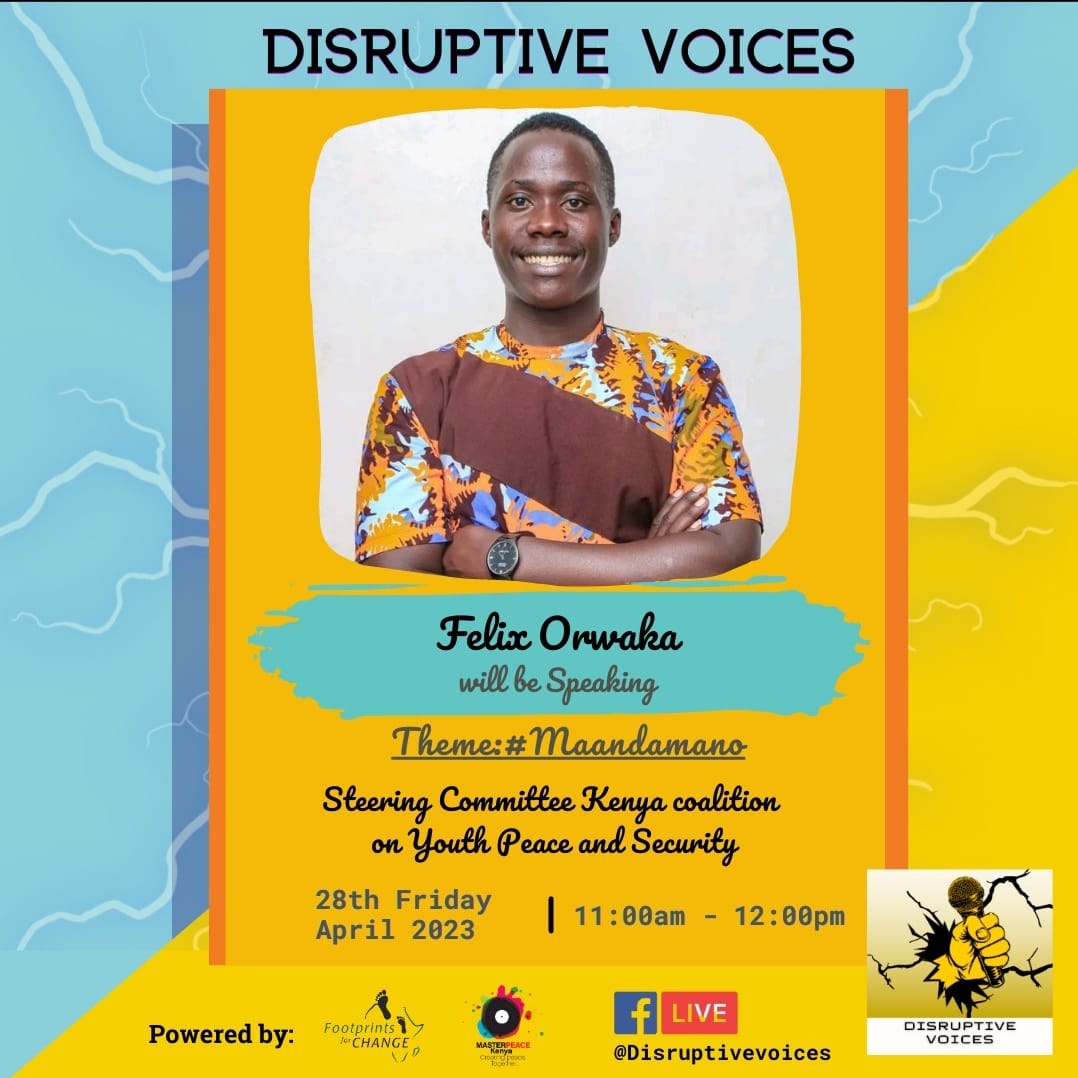Masterpeaceke's tweet photo. Join us this Friday as we speak to young leaders who are making a difference in their communities. In this series of our ongoing #DisruptiveVoices, we reflect on the ongoing political crisis in Kenya. https://t.co/EiwsErCM05