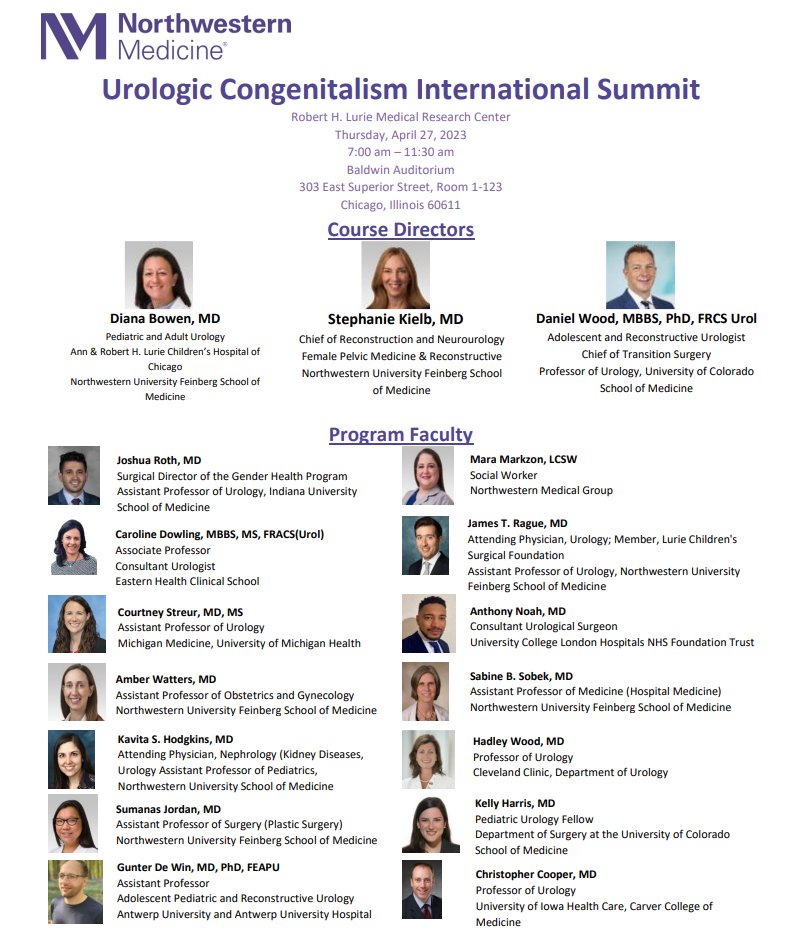 TODAY | Urologic Congenitalism International Summit with <a href="/NM_Urology/">NM Urology</a> &amp; <a href="/LurieChildrens/">Lurie Children's</a>.
Dr. Hadley Wood shares insight on:  A Surgical Approach to the Challenging Abdomen at 10:15AM. #AUA23