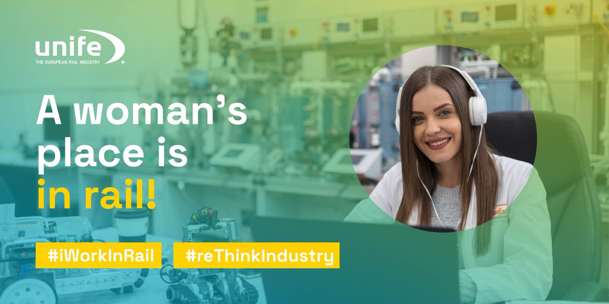 UNIFE's tweet photo. 🤔 Did you know? Only 34% of #STEM &amp; 17% of ICT grads in the EU are women.

STEM &amp; ICT expertise is vital for the future of 🚆 and we are prioritising #genderequity to achieve a more inclusive work environment that helps more women to pursue careers in #rail 🤝👩‍💻

#GirlsInICTDay https://t.co/pwKuwy8Bjq