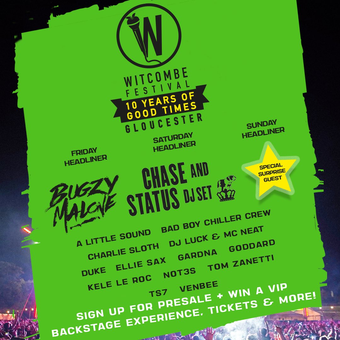 This is gonna be HUGE 💥

#witcombe #witcombefestival #ukfestival #ukfestivals #chaseandstatus #bugzymalone #gloucester #gloucestershire