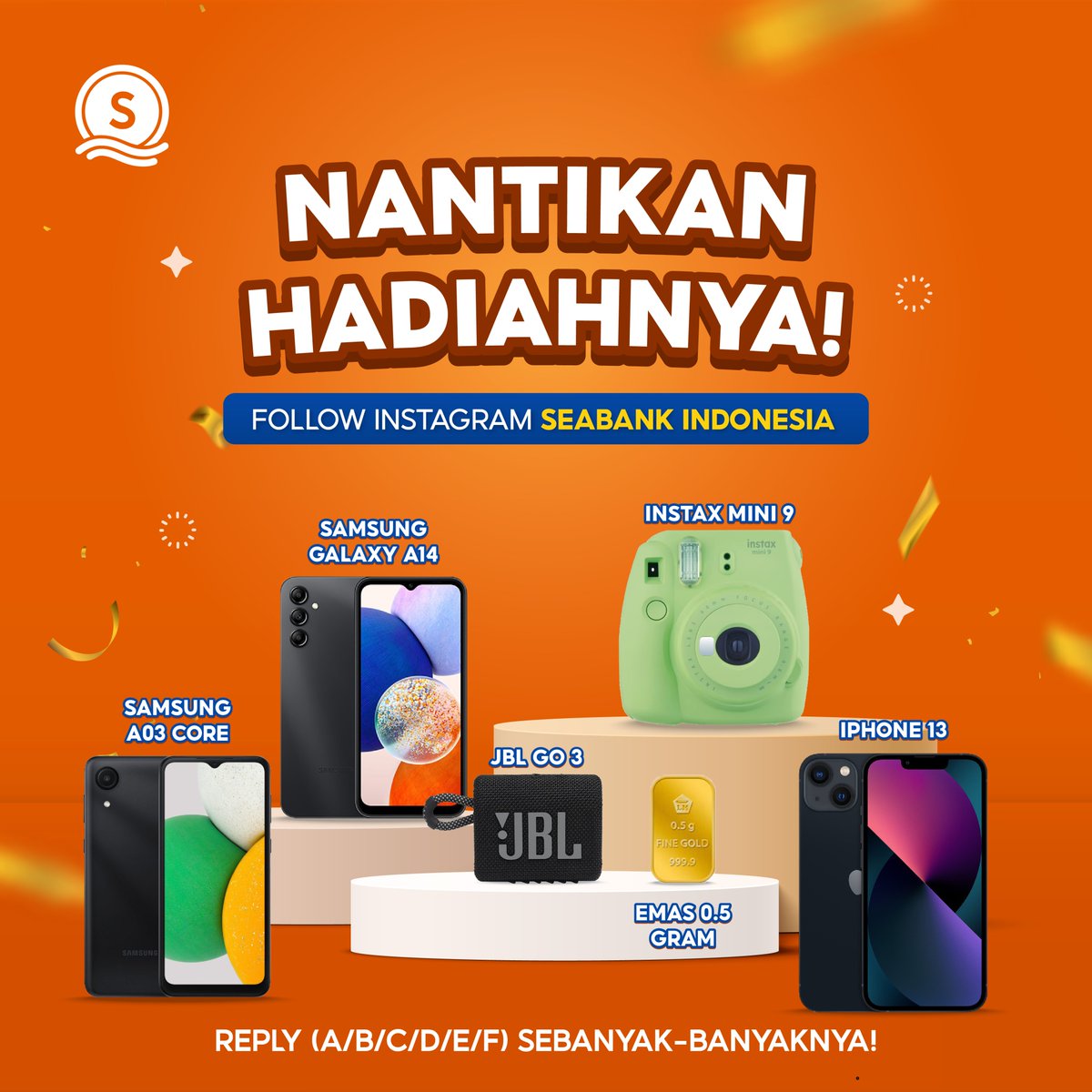 SeaBankID's tweet photo. INI DIA YANG DITUNGGU-TUNGGU!

Akan ada banyak kesempatan untuk kamu memenangkan HADIAH-HADIAH SPESIAL dari Instagram SeaBank. Yuk langsung aja FOLLOW  https://t.co/5sxrPZVhvs dan nantikan kesempatannya!!
REPLY hadiah yang kamu mau ya, biar mimin IG bisa cek~ https://t.co/PilmtcSuUt