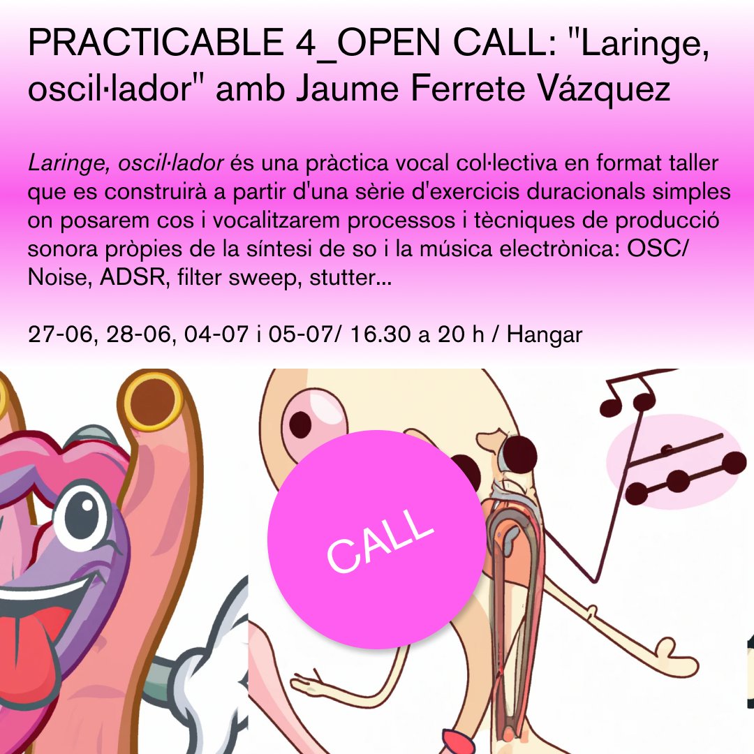 Hangar_org's tweet photo. 🆕Oberta la convocatòria per participar en el taller “Laringe, oscil·lador” amb Jaume Ferrete Vázquez @jferrete en el marc de la línia de recerca Practicable. 

👉https://t.co/7Imr3FVwUf https://t.co/zFP9lP3IZm