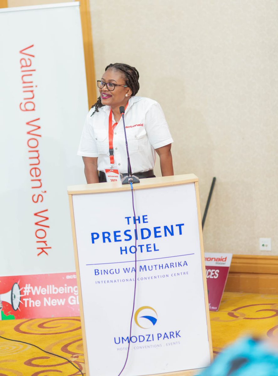 Pamela Kuwali, <a href="/MalawiActionaid/">ActionAid Malawi</a> ED “Austerity measures by IFI's compromise quality of public services in health and education. Failure to invest in health care, makes women play unpaid care work role with girls dropping out of school to take up the role" #NationalShareFair23MW