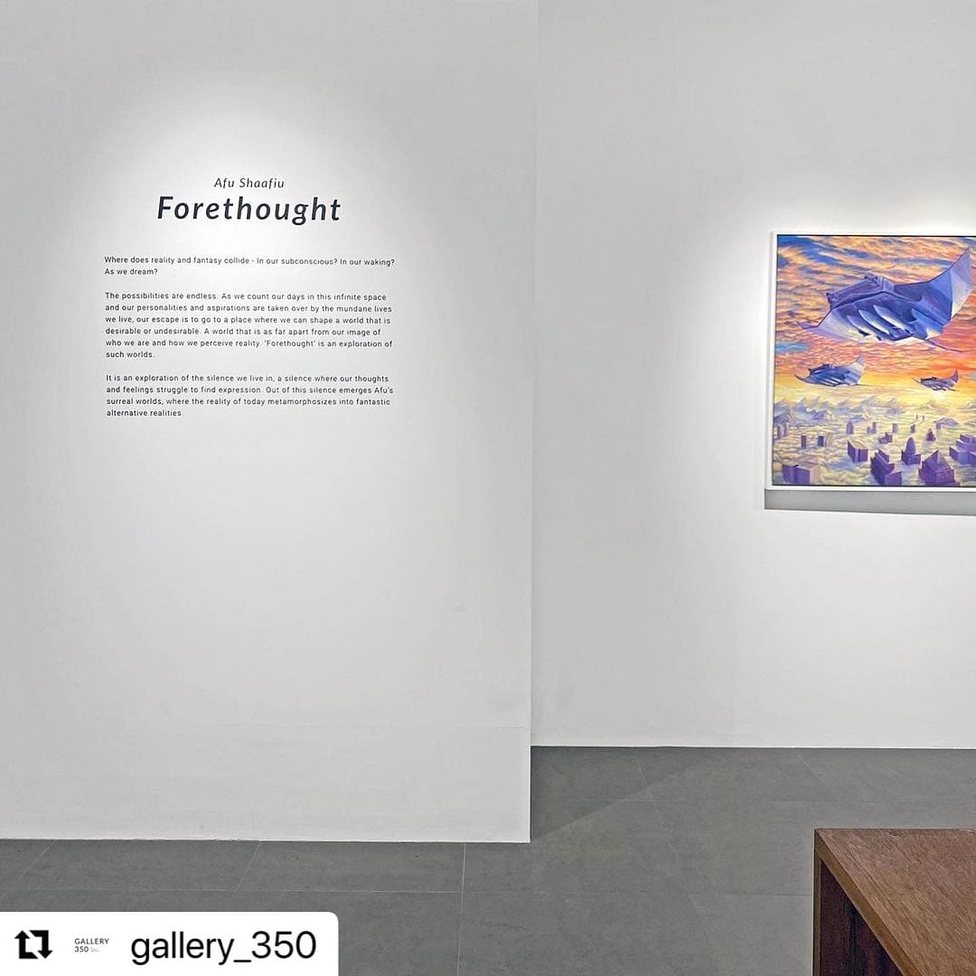 Last day of <a href="/afumeeha/">afzal shaafiu</a> forethought exhibition. I will be there too, 😊 visit  @gallery_350 💫 from 7-11pm. If you haven’t come yet, please do tonight. 🥰