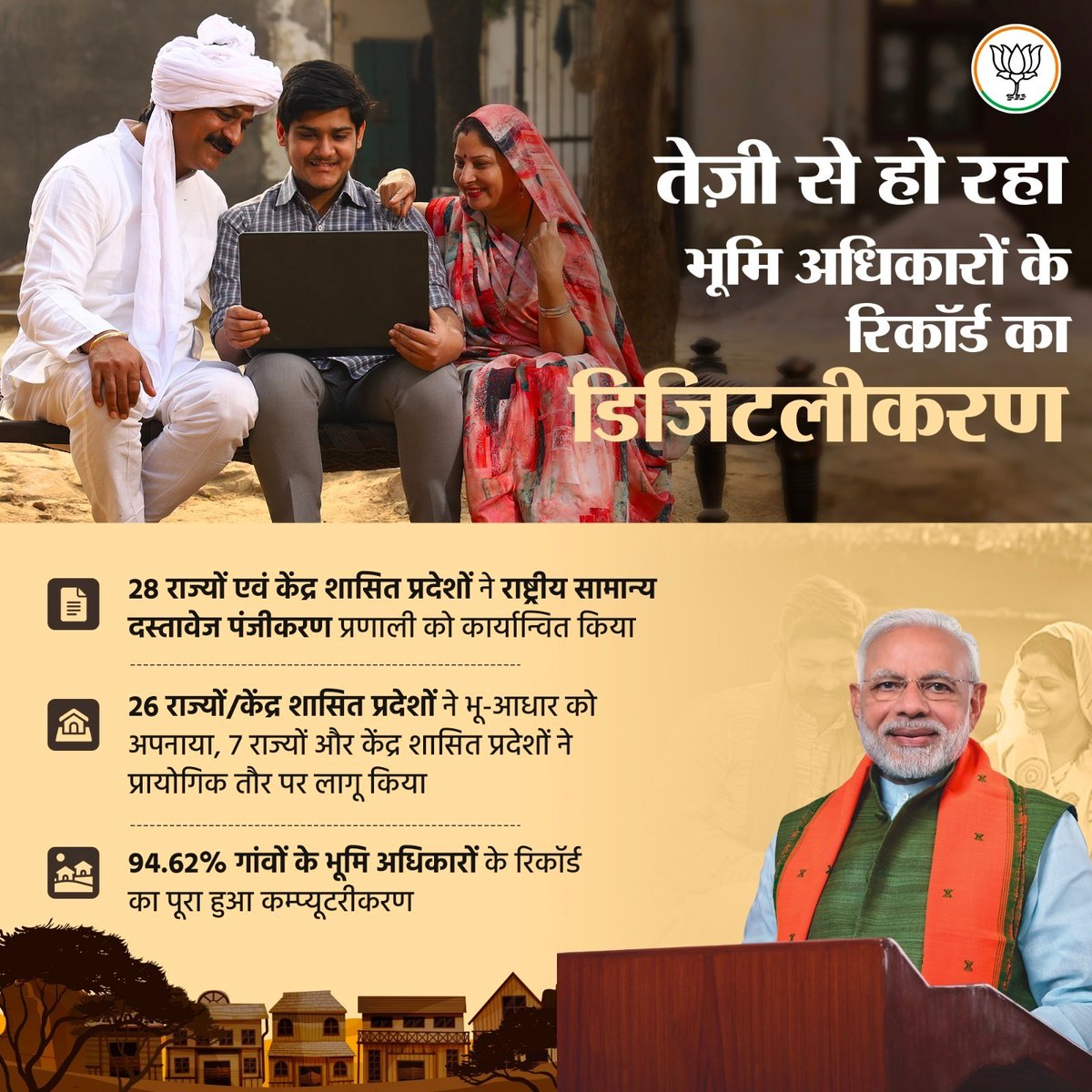 hellochopra's tweet photo. भूमि अधिकारों के रिकॉर्ड भी अब डिजिटल हो रहे हैं और मोदी जी के डिजिटल इंडिया के संकल्प की लहर का असर अब देश के शहरों में ही नहीं ग्रामीण क्षेत्रों में भी कार्यप्रणाली को आसान और पारदर्शी  बना रहा है.

- पीएम  @narendramodi

#SocialMediaVibhagBJPHaryana https://t.co/GdVcdyyPOQ