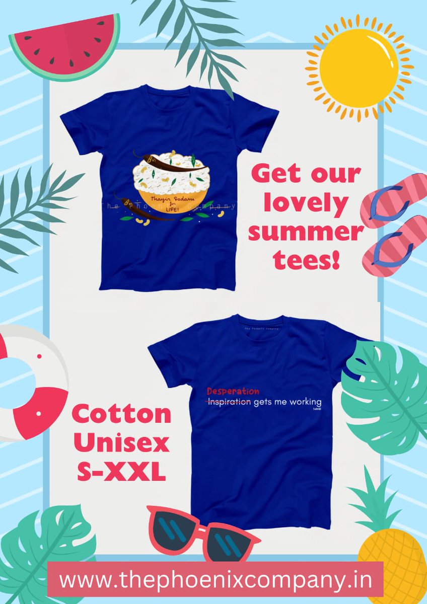 Get our coolest summer tees and beat the heat this season! 🥳 Visit thephoenixcompany.in/collections/t-… to order :) #thayirsaadam #chennai #madras #cooltees #summer #summertime #tshirts #tshirtdesign #tshirtbrand