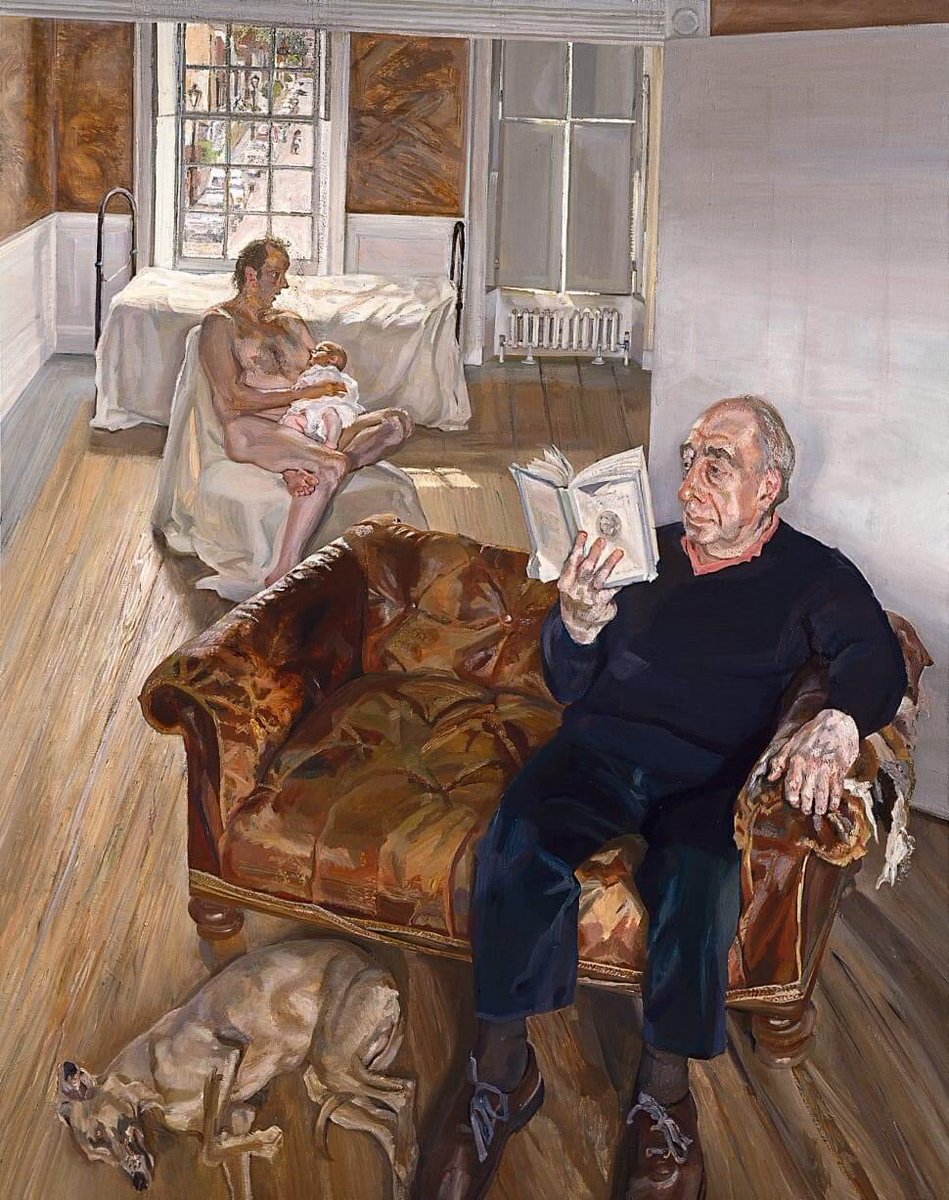 Arteymas_'s tweet photo. Lucian Freud fue uno de los grandes pintores de retratos y autoretratos del siglo XX. Se pintó a sí mismo obsesivamente. Como ocurre con Rembrandt, Van Gogh o Schiele, los autorretratos de Freud forman una de las autobiografías visuales más completas de cualquier pintor, lo que permite comprender mejor la introspección y el impulso implacable que alimentó al artista.

Lucian Freud, famoso por sus observaciones inquebrantables de la anatomía y la psicología, hizo que hasta las personas hermosas (incluida Kate Moss) se vieran desfiguradas. Lucian Freud, uno de los retratistas más célebres de finales del siglo XX, pintó solo a los más cercanos a él: amigos y familiares, esposas y amantes, y, por supuesto a sí mismo. 

Su perspicaz serie de autorretratos abarcó más de seis décadas.